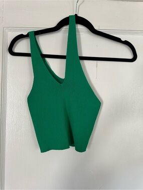 Green one shoulder cropped tank